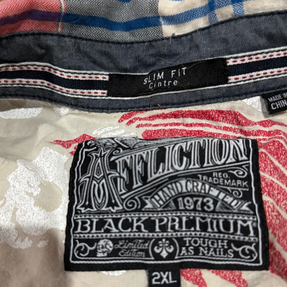 Affliction Black Premium Button Up Shirt Mens 2X-Large Slim L/S Embroidered - Picture 9 of 11